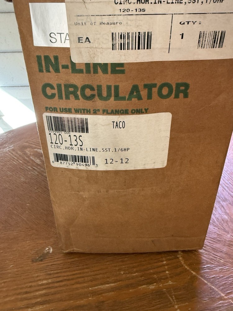 TACO 120-13s in line circulator