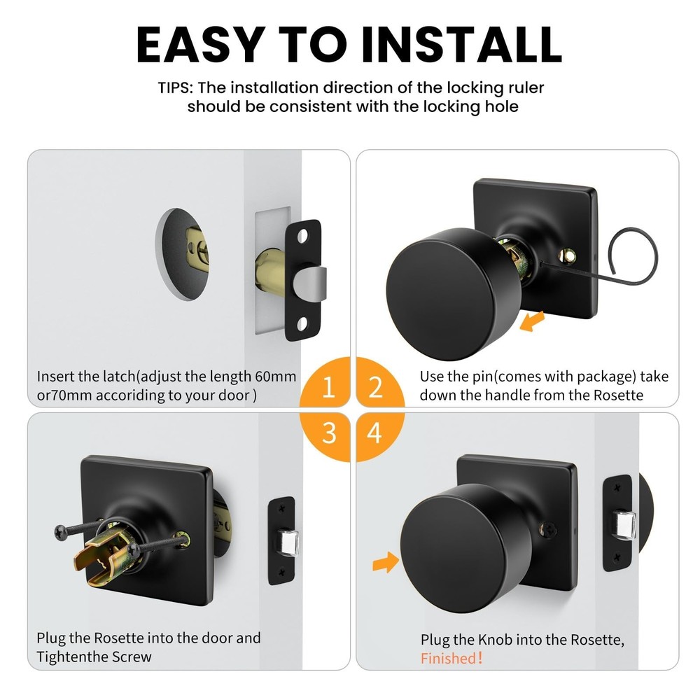 Goldenwarm Matte Black Closet Door Knobs, Passage Door Knobs Interior Hallway...