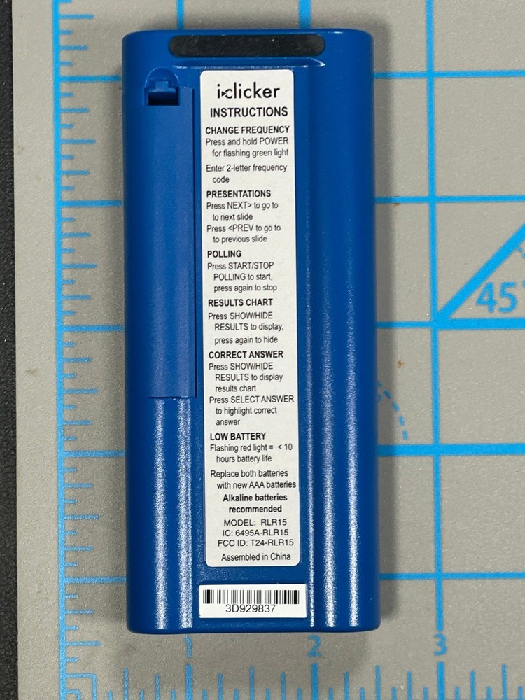iClicker+ Student Instructor Classroom Remote Blue Model RLR15 i-Clicker Plus A