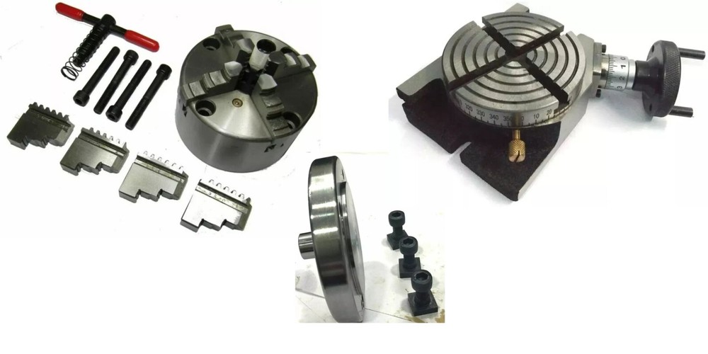 4"100MM Rotary Table With 4 Jaw Self Centering 100MM Chuck With Backplate