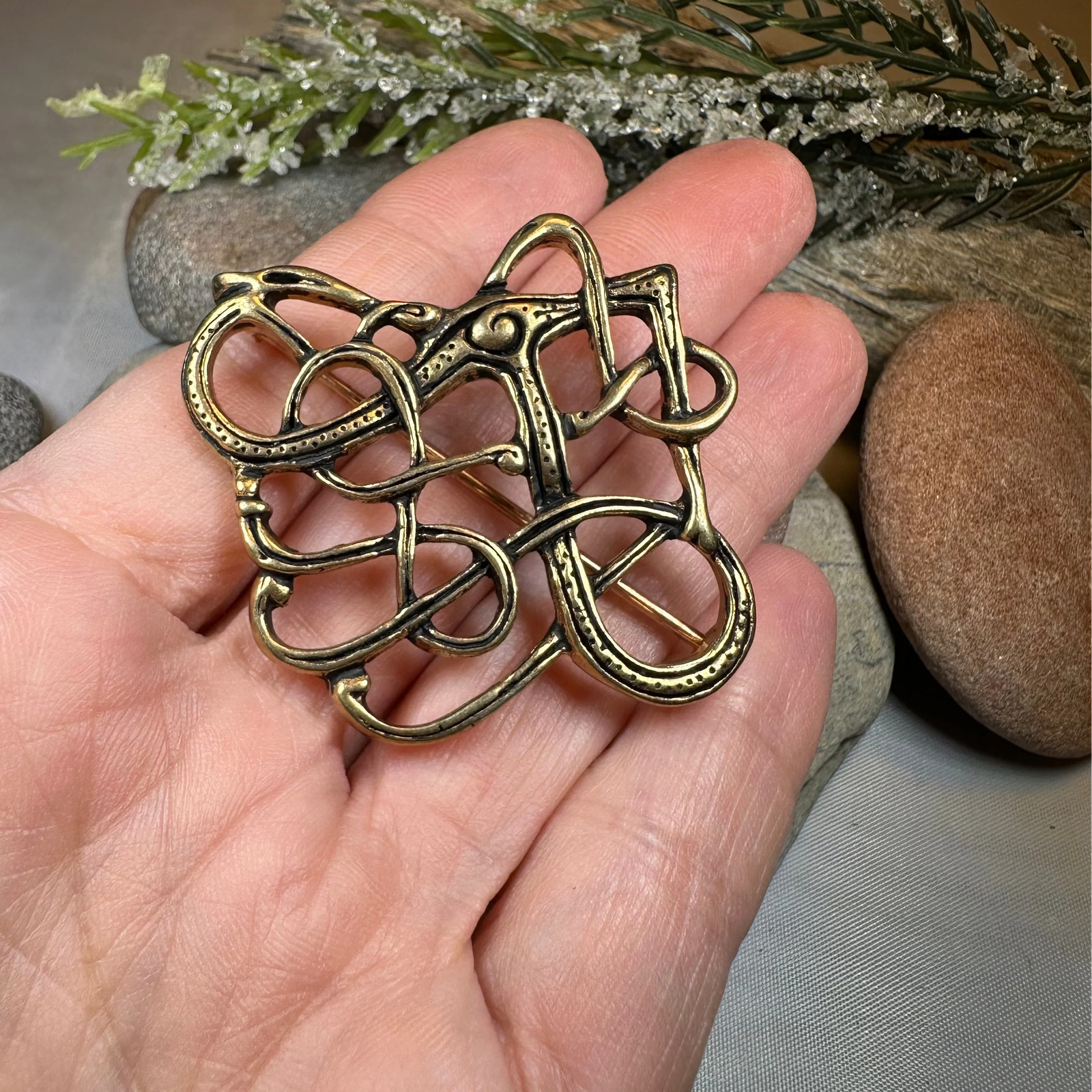 Trollaskogur Celtic Viking Brooch Pagan Historical Replica Pin LARP Bronze