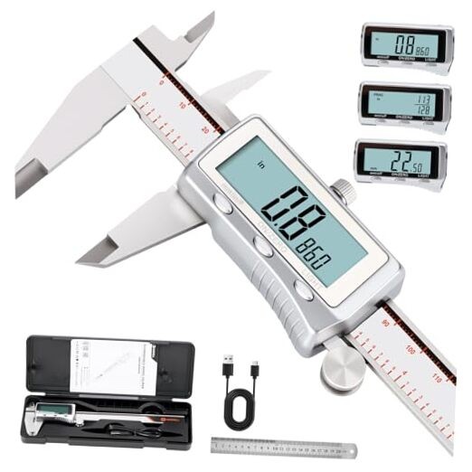 Digital Caliper, Rechargeable Caliper Measuring Tool with Backlight LCD