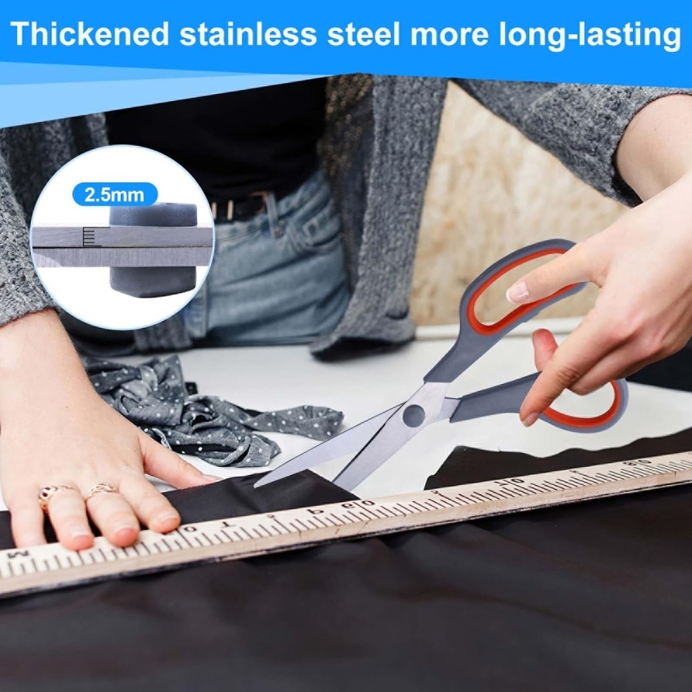 Scissors, Dushco 8.5 Inch Multipurpose Scissors Black, Blue, Grey, Orange