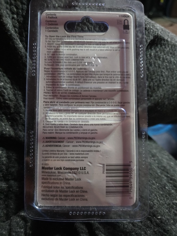 MasterLock 75DLH Resettable Combination Long Shackle Padlock Level 5 Security