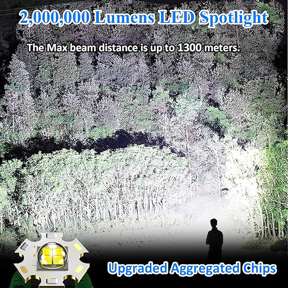 2 Pack Super Bright LED Searchlight Rechargeable Spotlight Handheld Flashlight