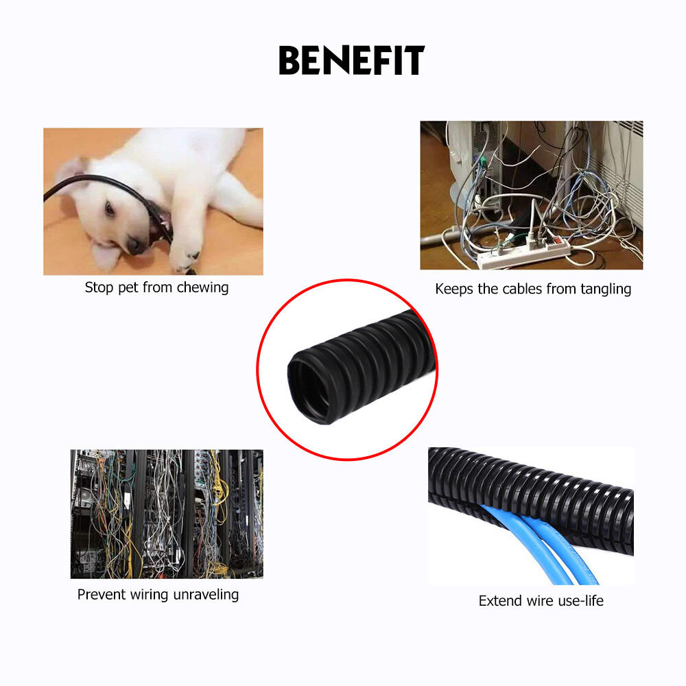 Split Sleeve Wire Loom Tubing Black Cord Cable Harness Protector Management