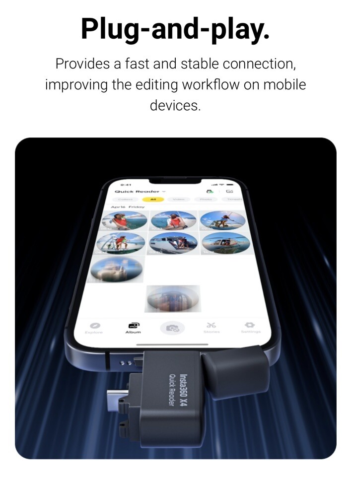 Original Insta360 X4 Quick Reader - Fast & Convenient Data Transfer