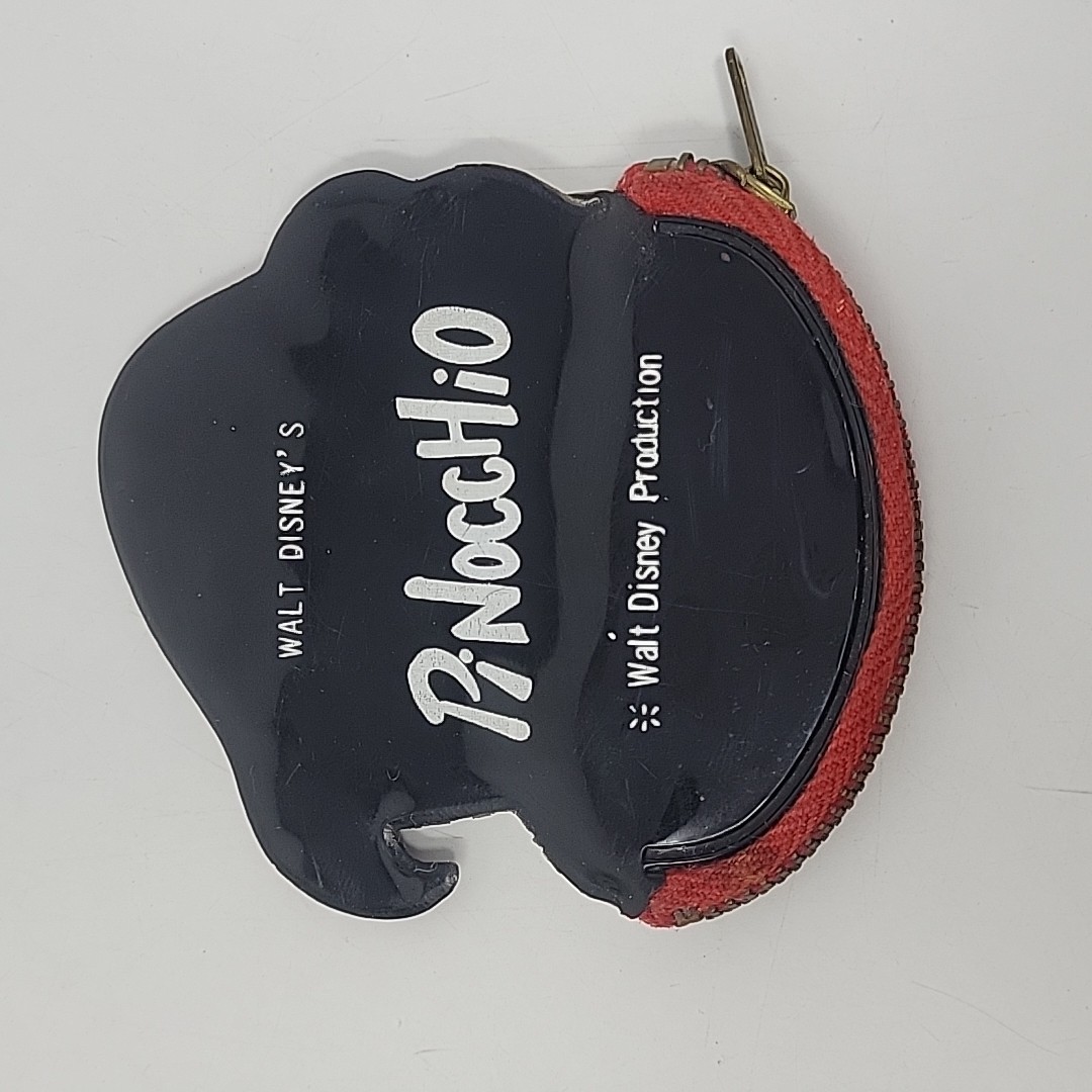 Vintage Disney Pinocchio Zippered Vinyl Coin Purse - Moving Eyes - Early 1960s
