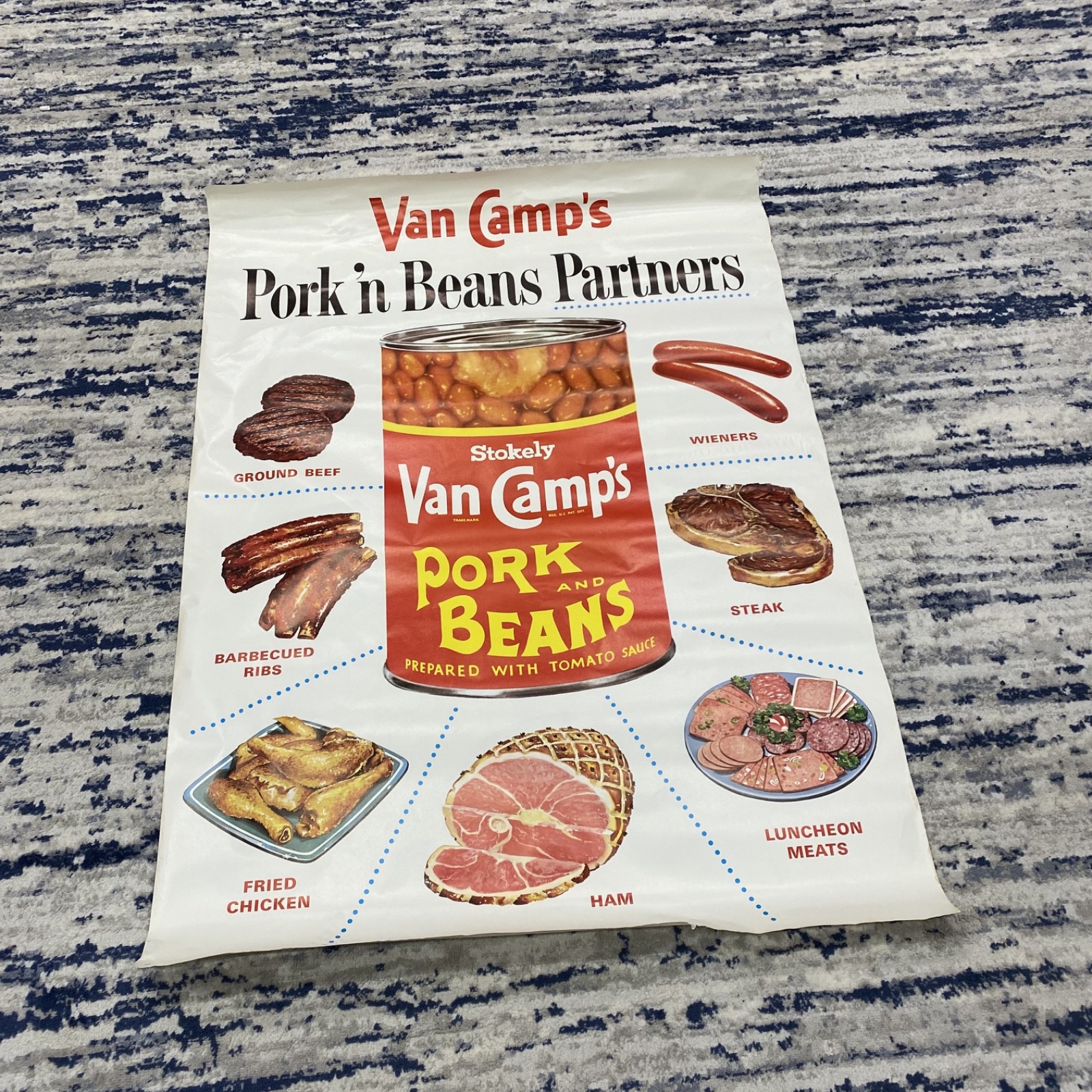 Vintage Grocery Store Advertising Display 58x42 Poster Van Camp's Pork and Beans