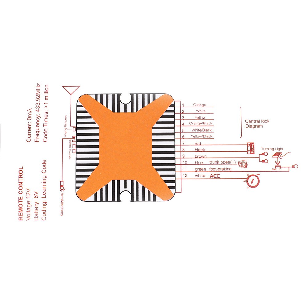 12V Lock Keyless Entry System Remote Control with Key Single Custom for Toyota