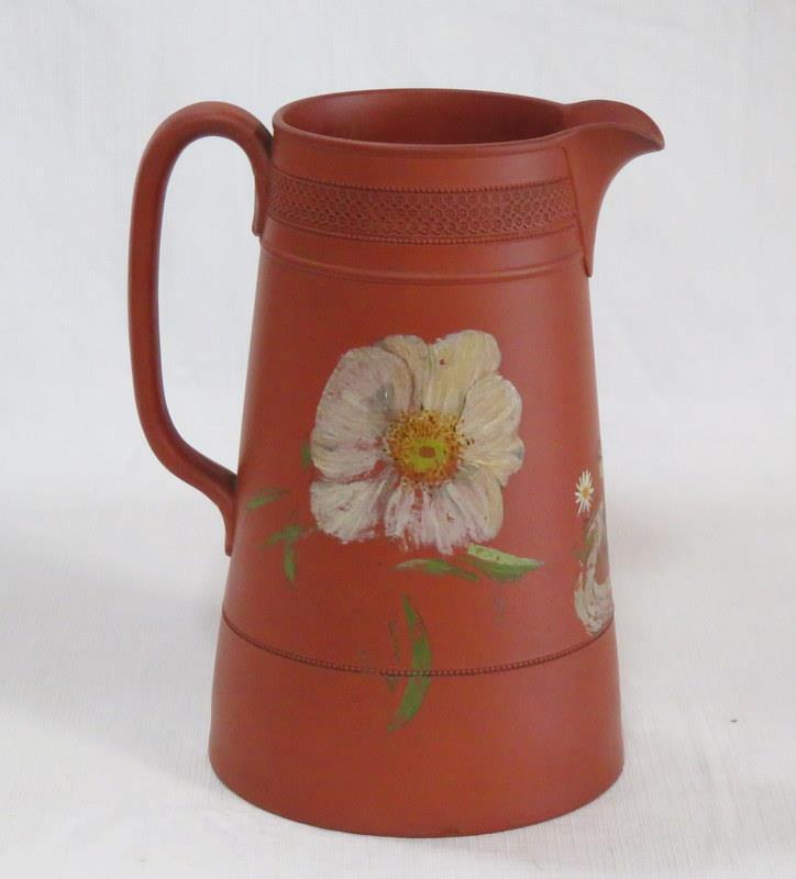 Prattware Earthenware Hand Painted Pitcher 9" Tall