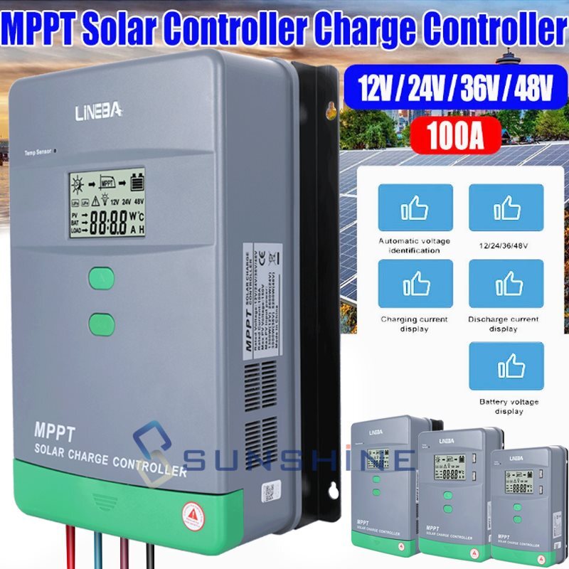 100A 60A MPPT Charge Controller 12V/24V/36/48V Auto, Solar Charge Controller LCD