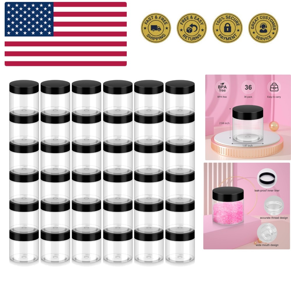 Smooth Round 36 Pack 2 OZ Jars – Lightweight Containers for Travel Essentials