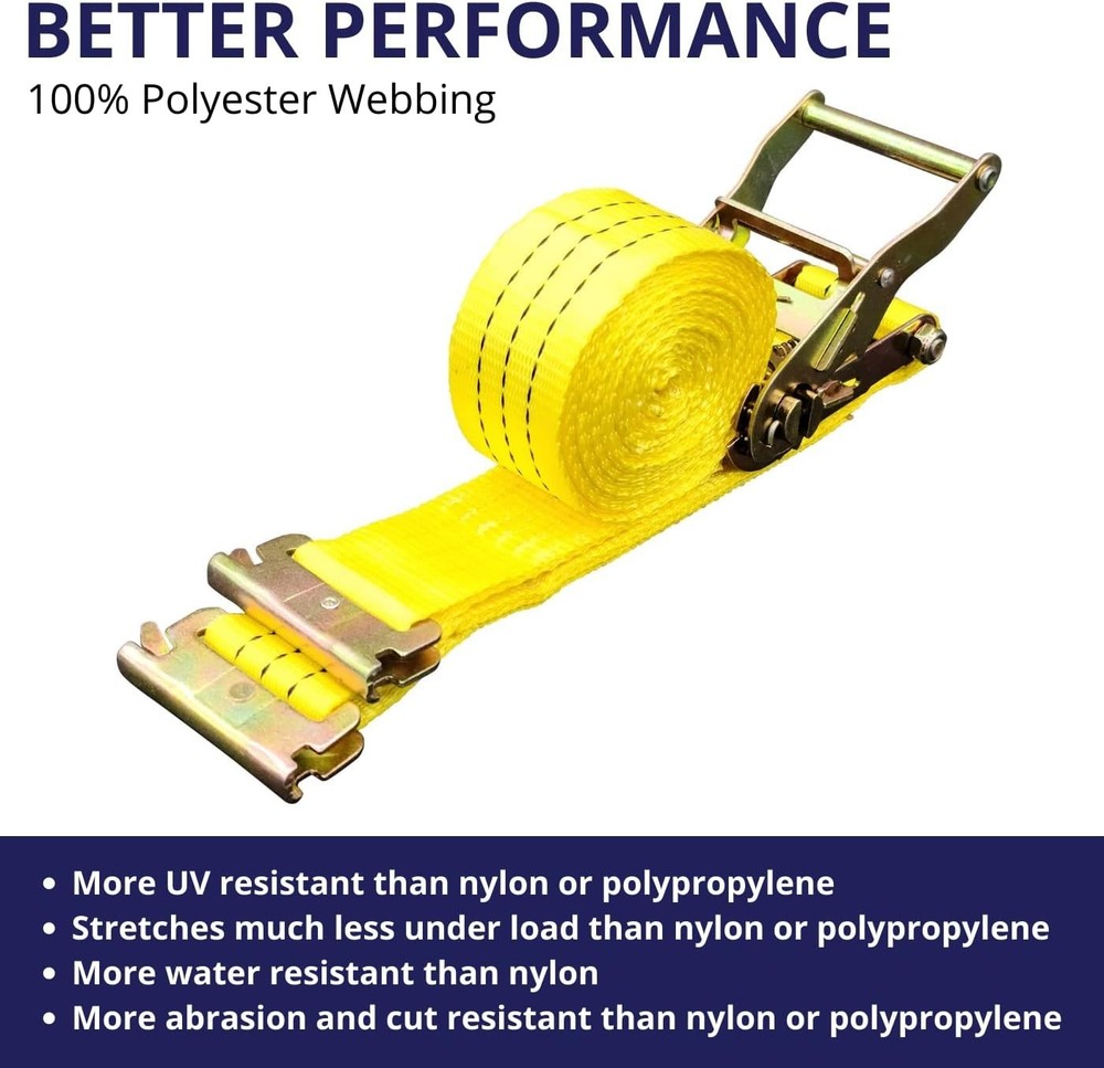 Durable 8 Pack Nylon 2" x 15' E-Track Ratchet Straps - Quick Release & Secure