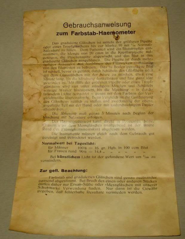 ANTIQUE OLD GERMAN HAEMOMETER HEMOGLOBIN TEST / in box