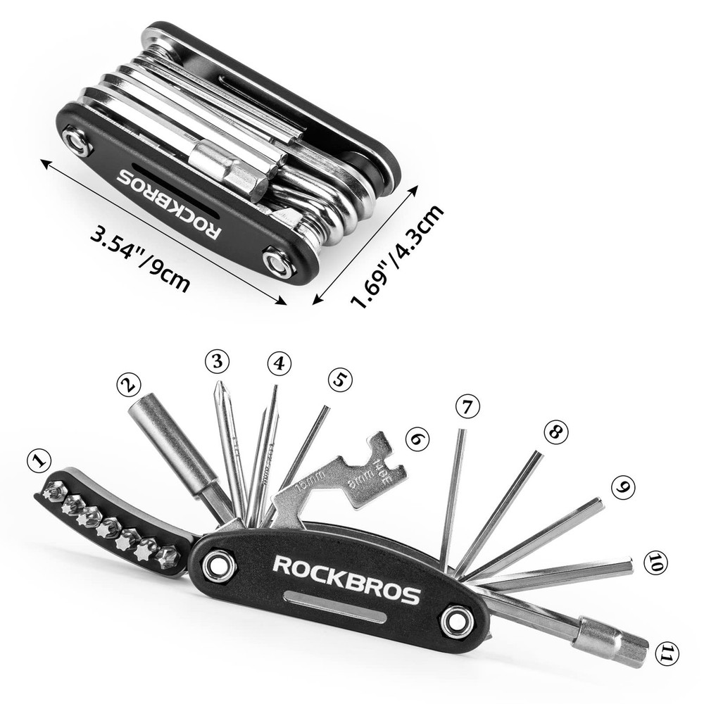 ROCKBROS 16 In 1 Multi-Function Bike Tool Kit - Portable Foldable Bike Multit...