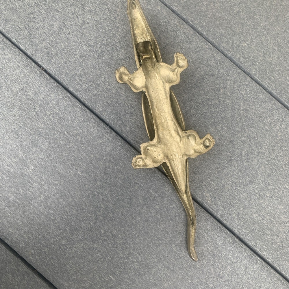 Vintage Brass Alligator / Crocodile Nutcracker 10"