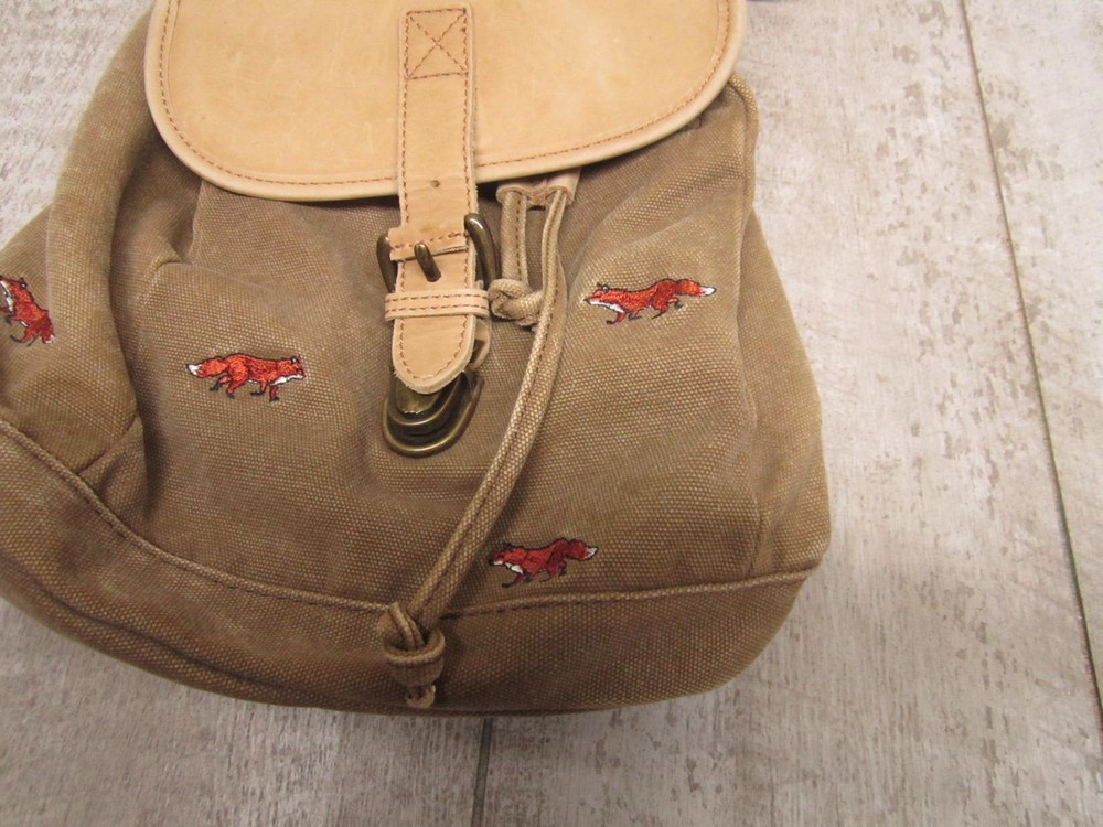 LL Bean Leather and Canvas Fox Mini Packpack Bag