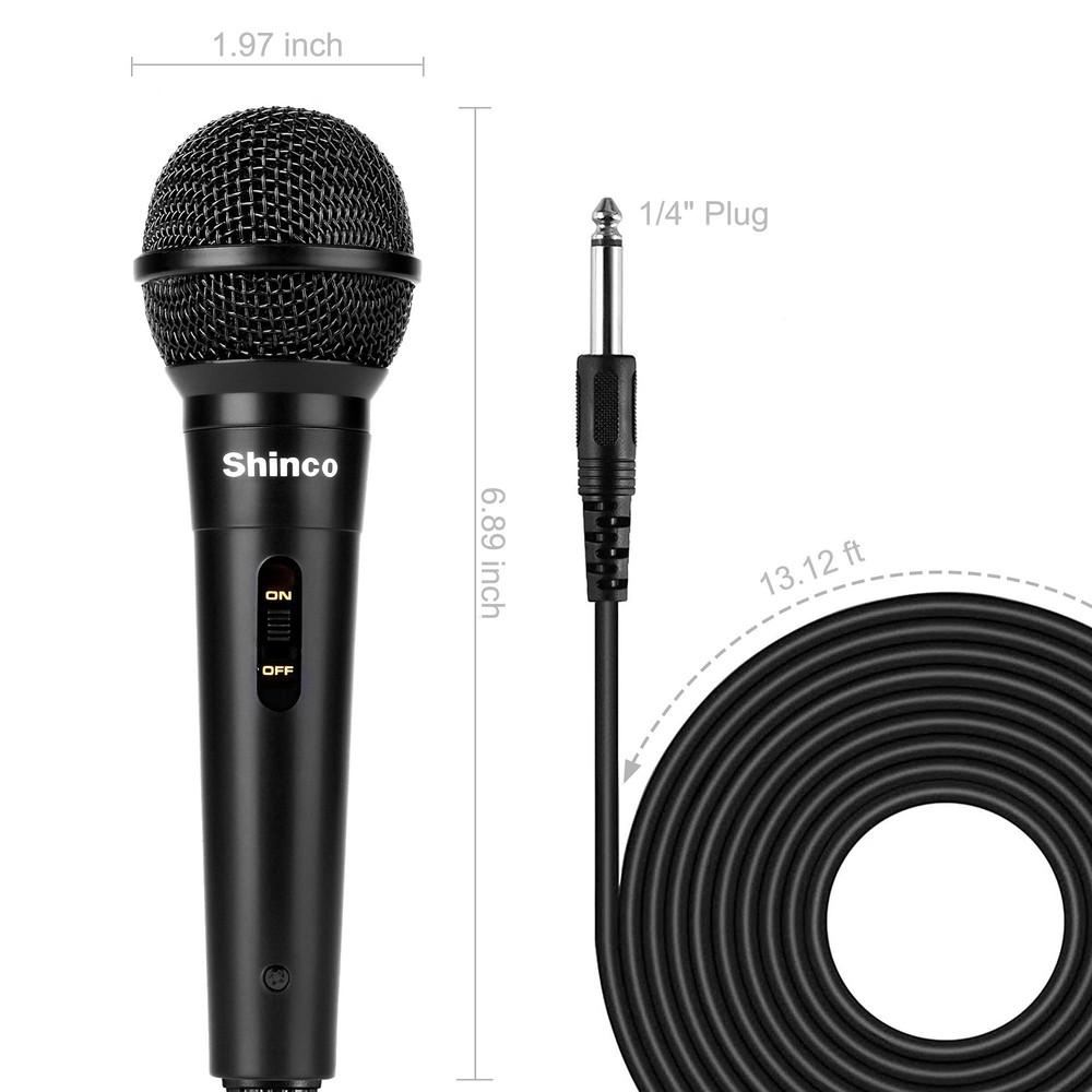 Shinco Handheld Mic, Cardioid Vocal Dynamic Microphone with 13ft Cable Black