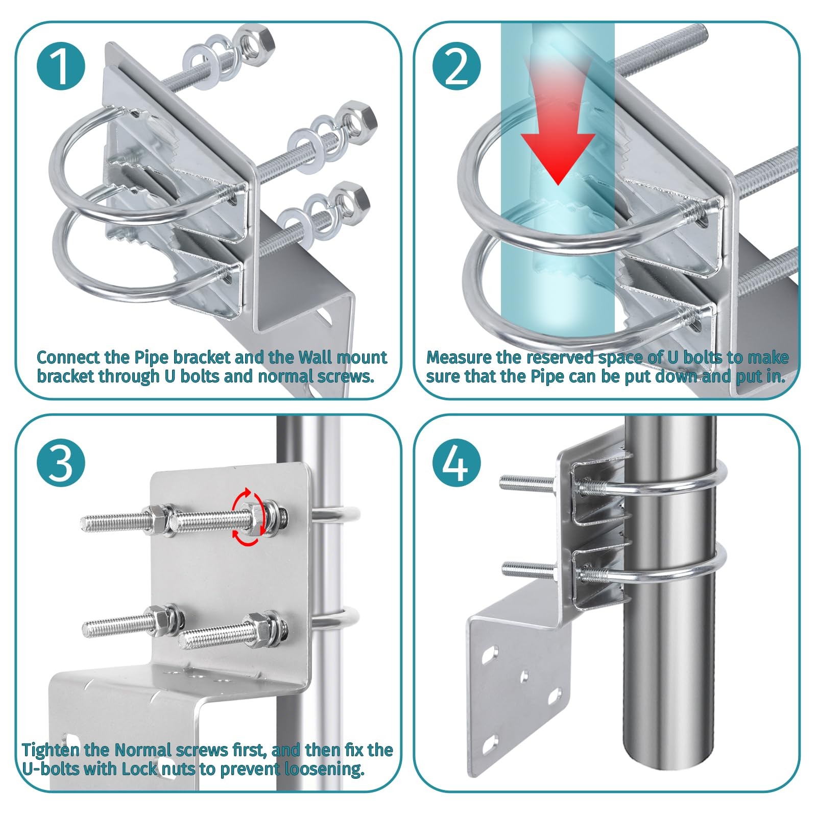 Pole Mounting Bracket Antenna Mount Heavy Duty Antenna Pole Mount Kit Outdoor