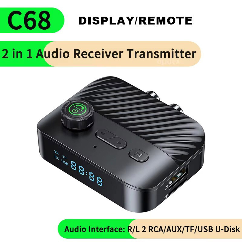 Bluetooth 5.4 Transmitter Receiver 4 IN 1 Wireless Audio 3.5mm Jack Aux Adapter