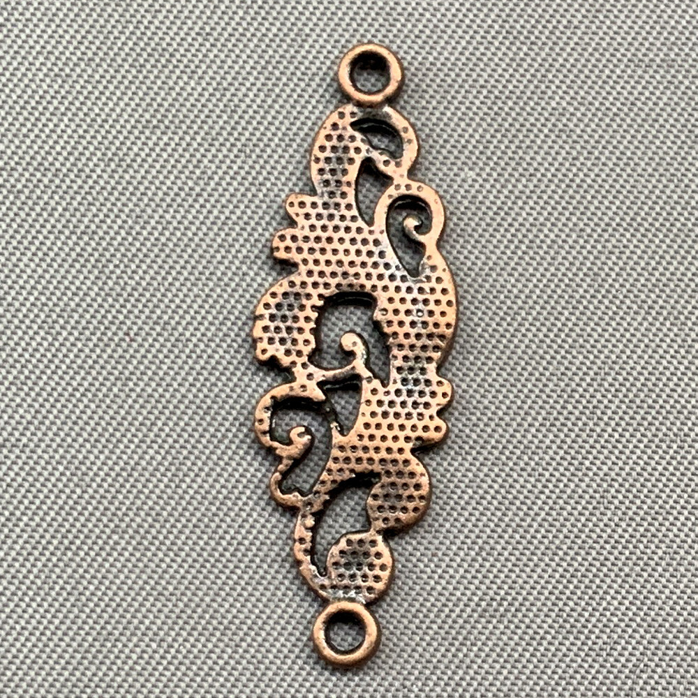 Baroque Scroll Work 2 Loop Links 30x10mm Antique Copper Connectors Q50 Per Pkg