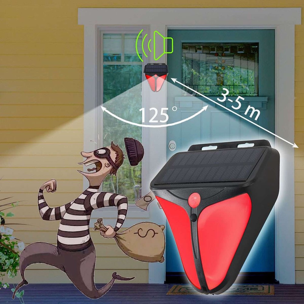 1/2PCS Solar Alarm LED Light with Strobe Light Motion Sensor Detector Wireless
