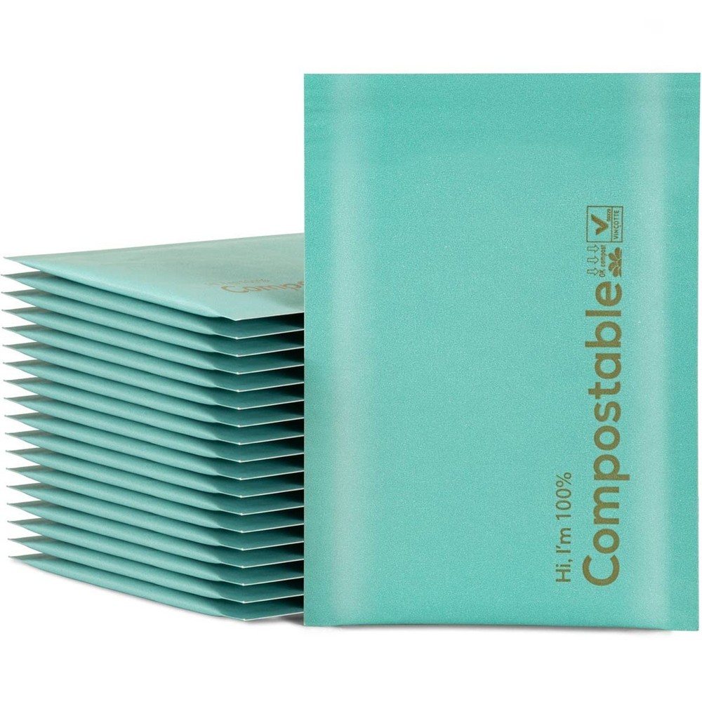 8.5x12 100% Biodegradable Teal Bubble Mailers,25 Count #2 Compostable Padded ...
