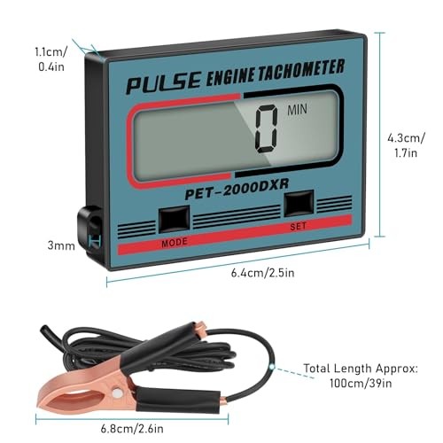 Digital Tachometer, 2 Stroke 4 Stroke Small Engine Tachometer, Blue+MODE+SET