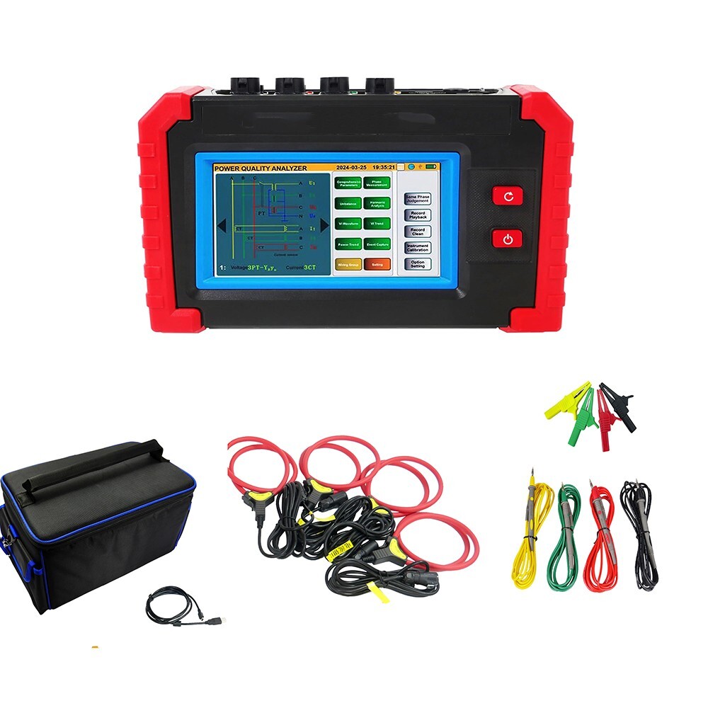 Power Quality Analyzer Meter with Current Clamp 10A ~ 6000A Max Resolution 1mA
