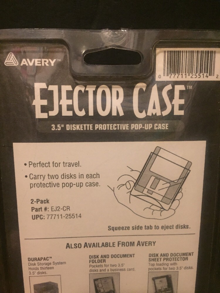 Avery Ejector Case 3.5” Diskette Protective Pop-Up Case 2 Easy View Cases NIP OS