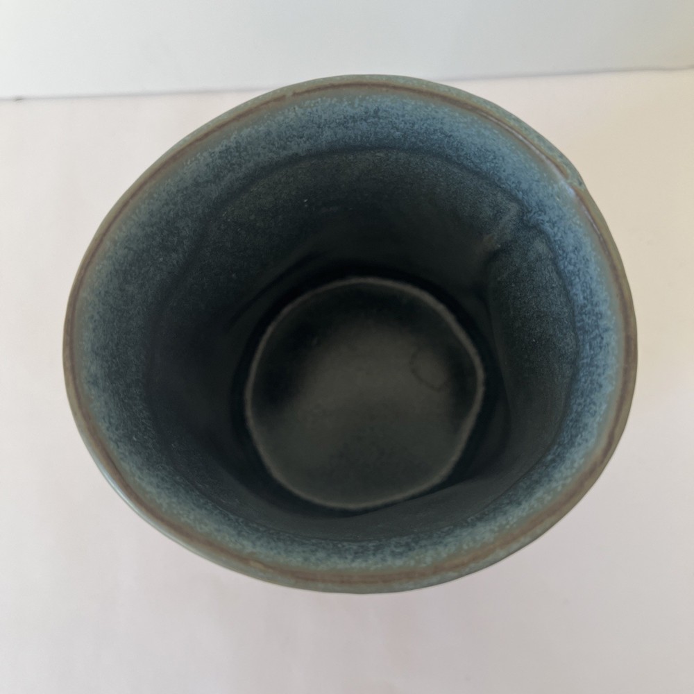 Handcrafted ceramic piece, thumb cup, planter, or small vase with leaf pattern