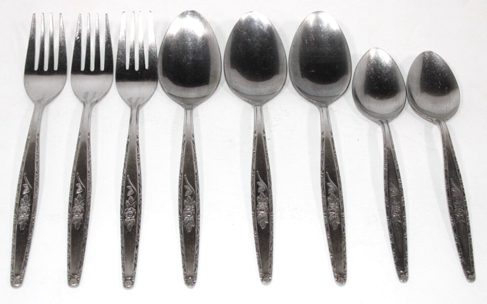 Interpur INR28 Black Rose Vintage Stainless Flatware Dinner Fork Spoon