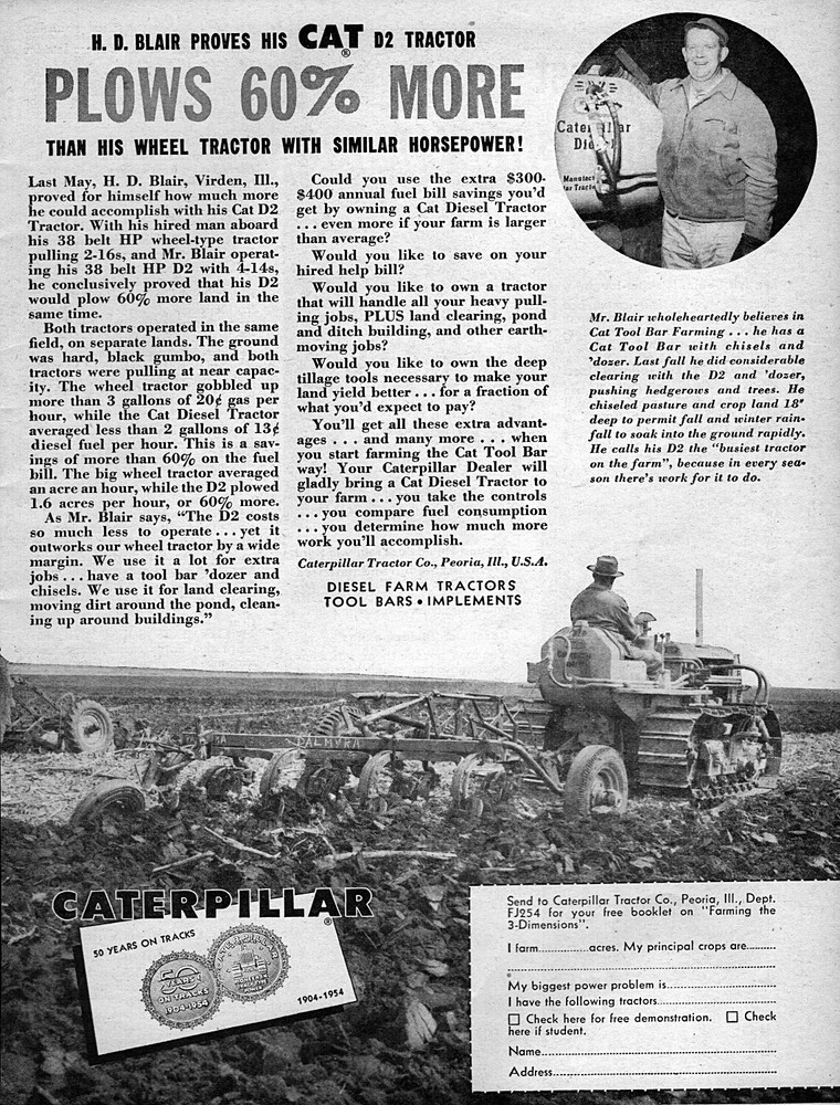 1954 Caterpillar D2 Tractor Original Ad