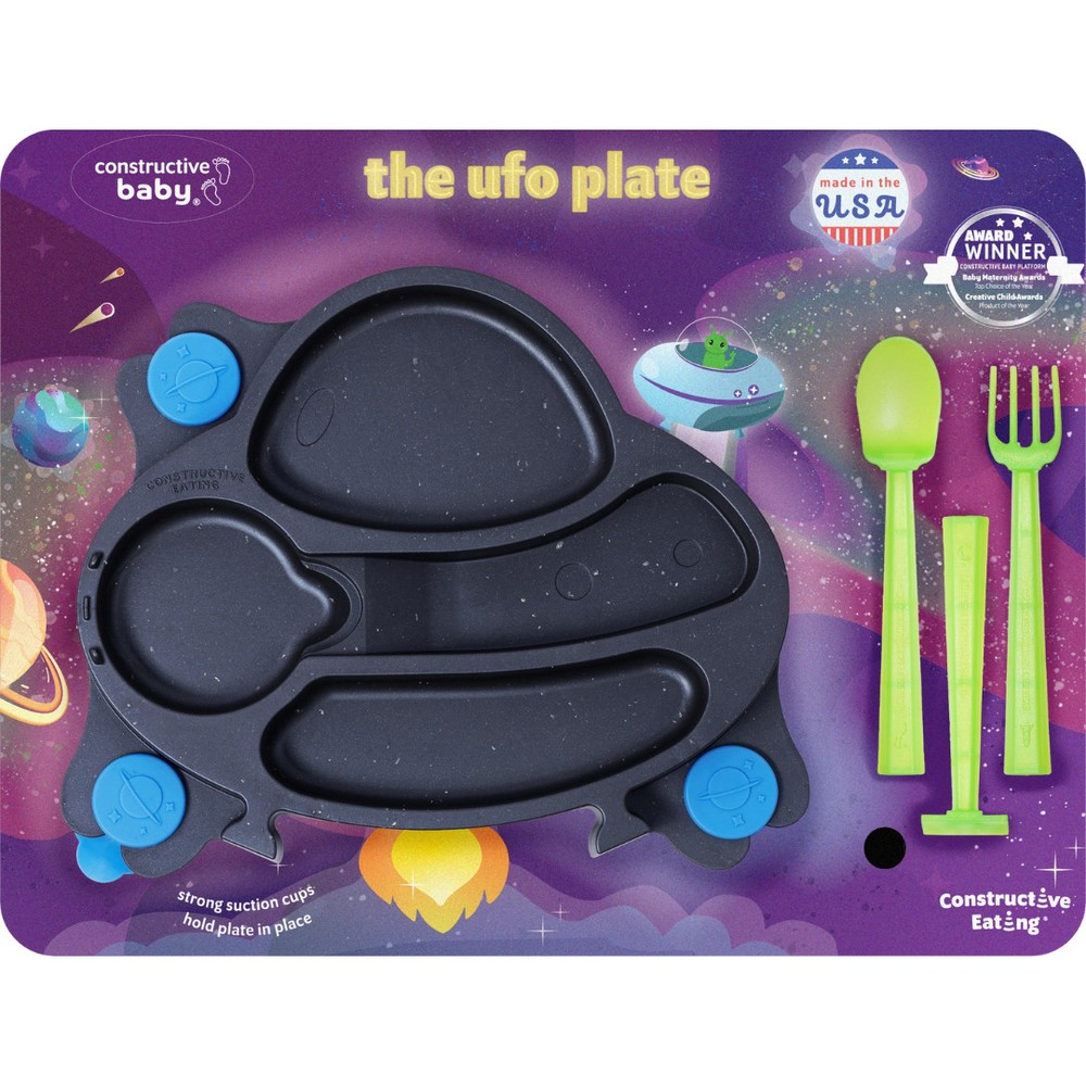 Constructive Eating UFO Suction Plate w/ Training Utensils