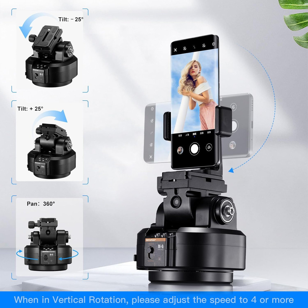 M6 Auto Face Tracking Motorized Rotating Panoramic Tripod Head, Remote Control 3