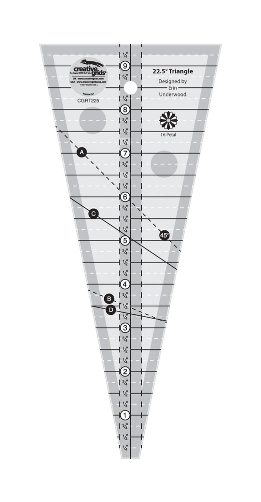 Creative Grids 22-1/2 Degree Triangle Ruler CGRT225