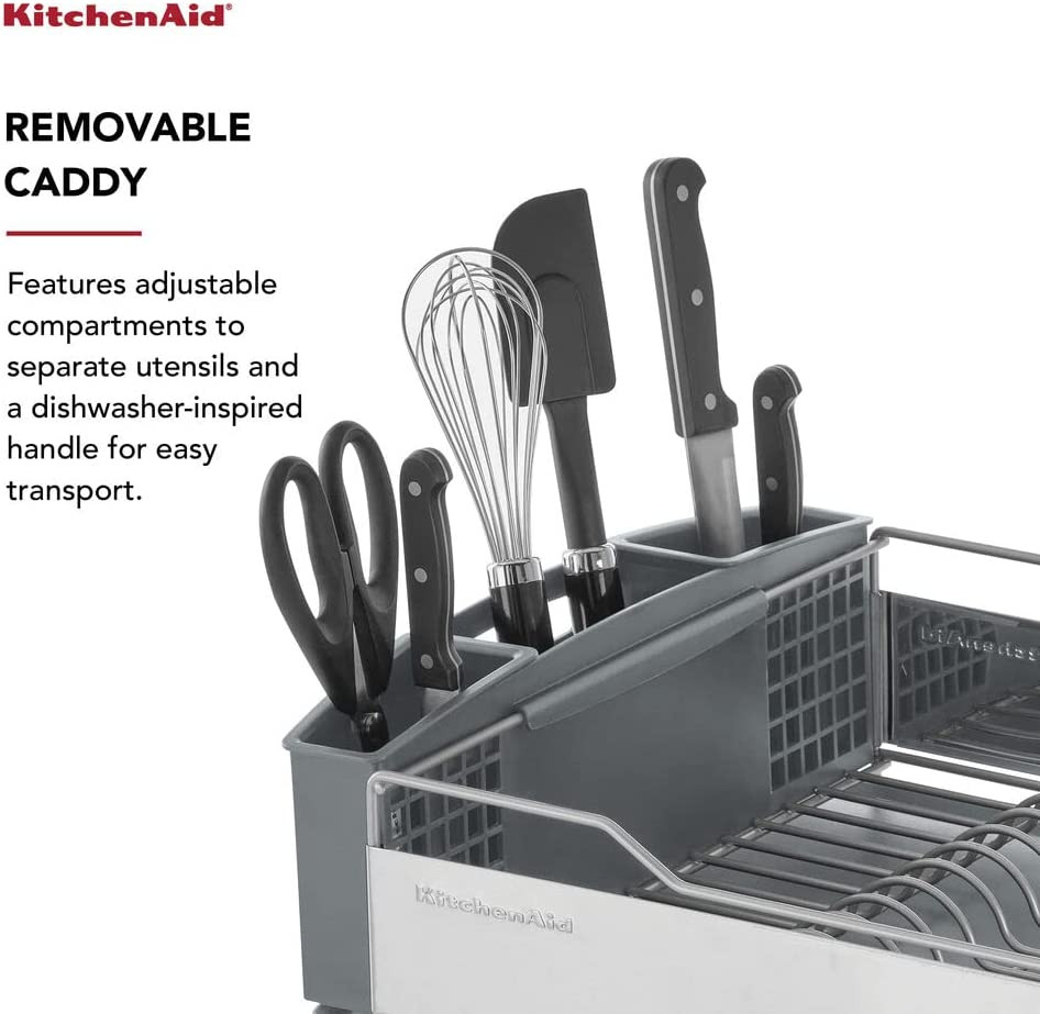 Kitchenaid Large Capacity Full Size Rust Resistant Dish Rack with Angled Drain B