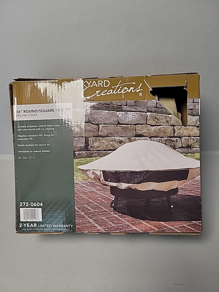 56" Backyard Creations Round/ Square Fire Pit Deluxe Cover.