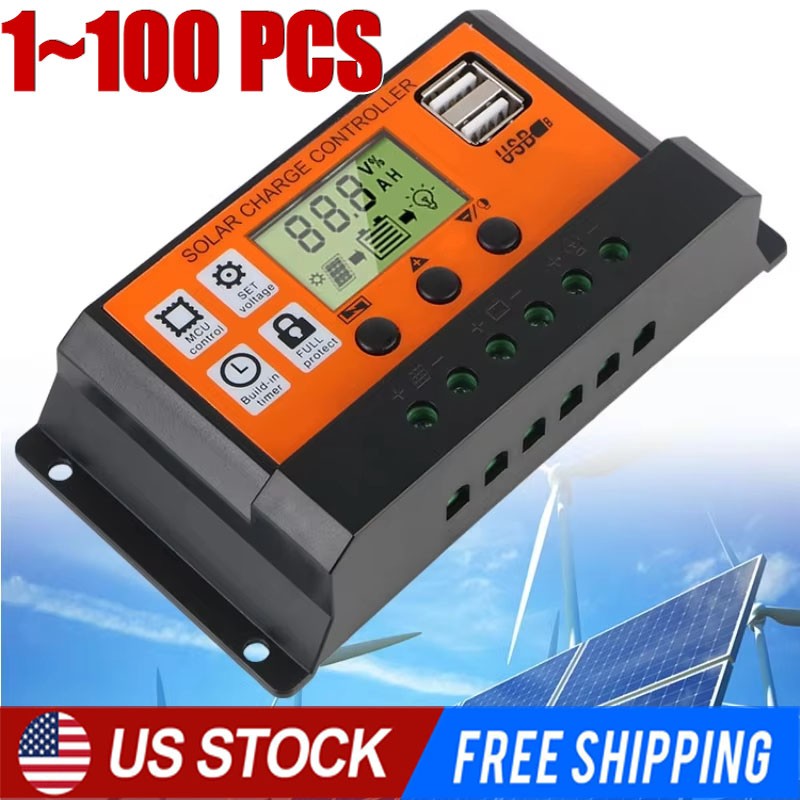 100A MPPT Solar Panel Regulator Charge Controller Auto Focus Tracking 12/24V US