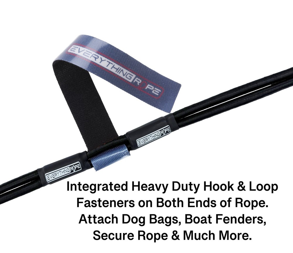 Black- Everything Rope Bungee Cord with Hooks, Adjustable Shock Cord
