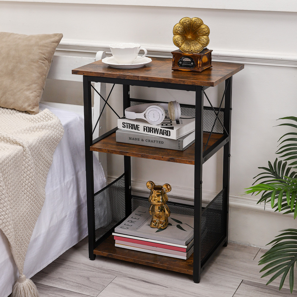 Record Player Stand, 3-Tier Record Player Table, Vinyl Record Storage with Ex...