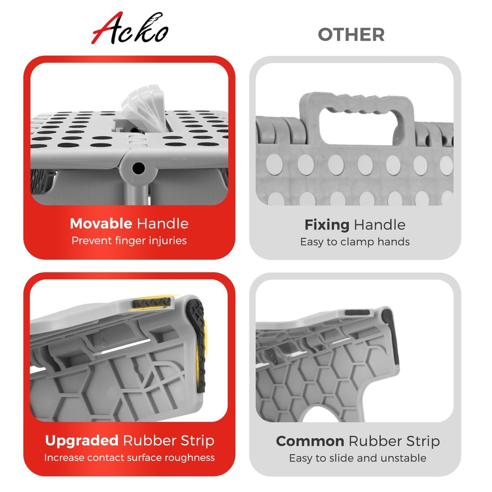 Folding Step Stool Foldable 16 Inch Stool 400 lbs CapacityPlastic Stools for ...