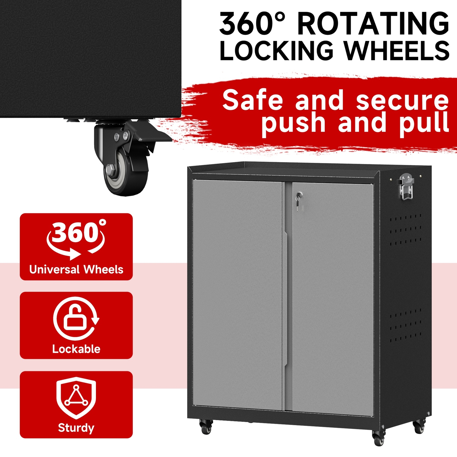 Garage Storage Cabinet System 5-Pcs Workshop Set Metal Garage Lockable Cabinets