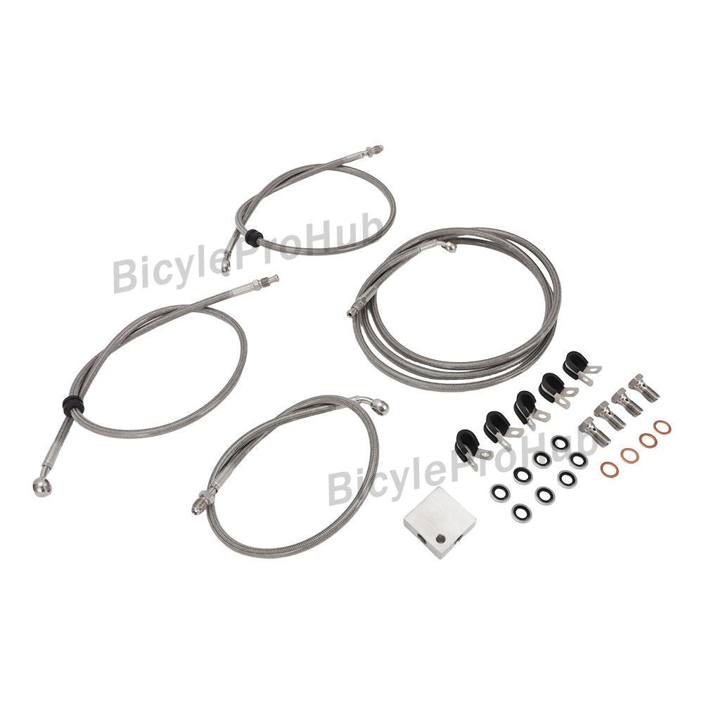 Front Braided Brake Hose Line Kit For Arctic Cat Thundercat 1000 2008 2009 2010