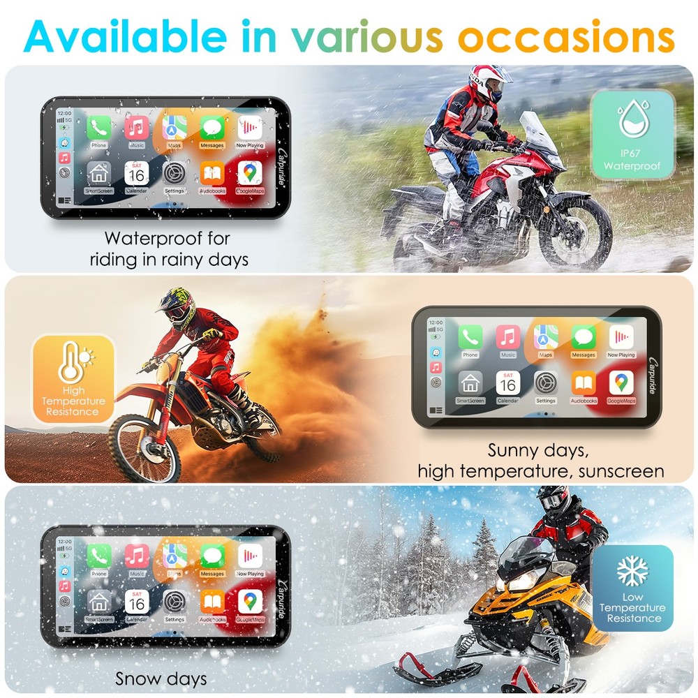 Carpuride W603 Wireless Carplay Android Auto Waterproof Motor Touchscreen GPS