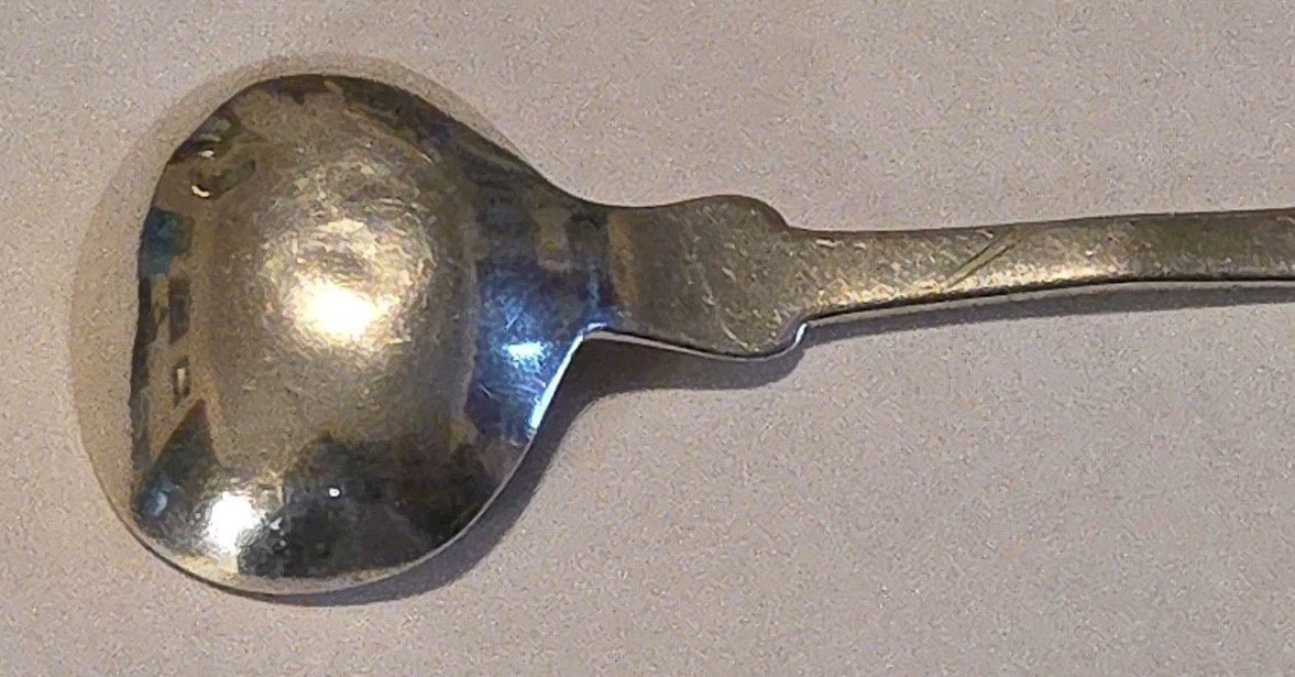 2 Antique American Coin Silver Salt Cellar Spoons 19th Century