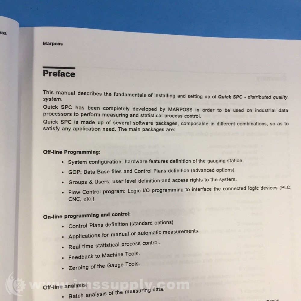 Marposs CM09A01U33 E9066 Installation Guide and Software Disks FNIP