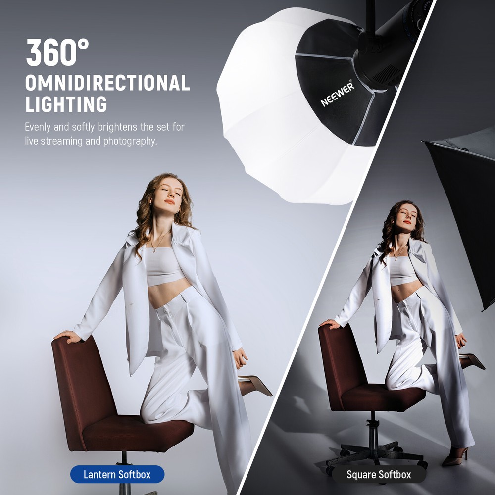 NEEWER 26''Lantern Softbox,Quick Release 360°Light Diffuser Bowens Mount Softbox