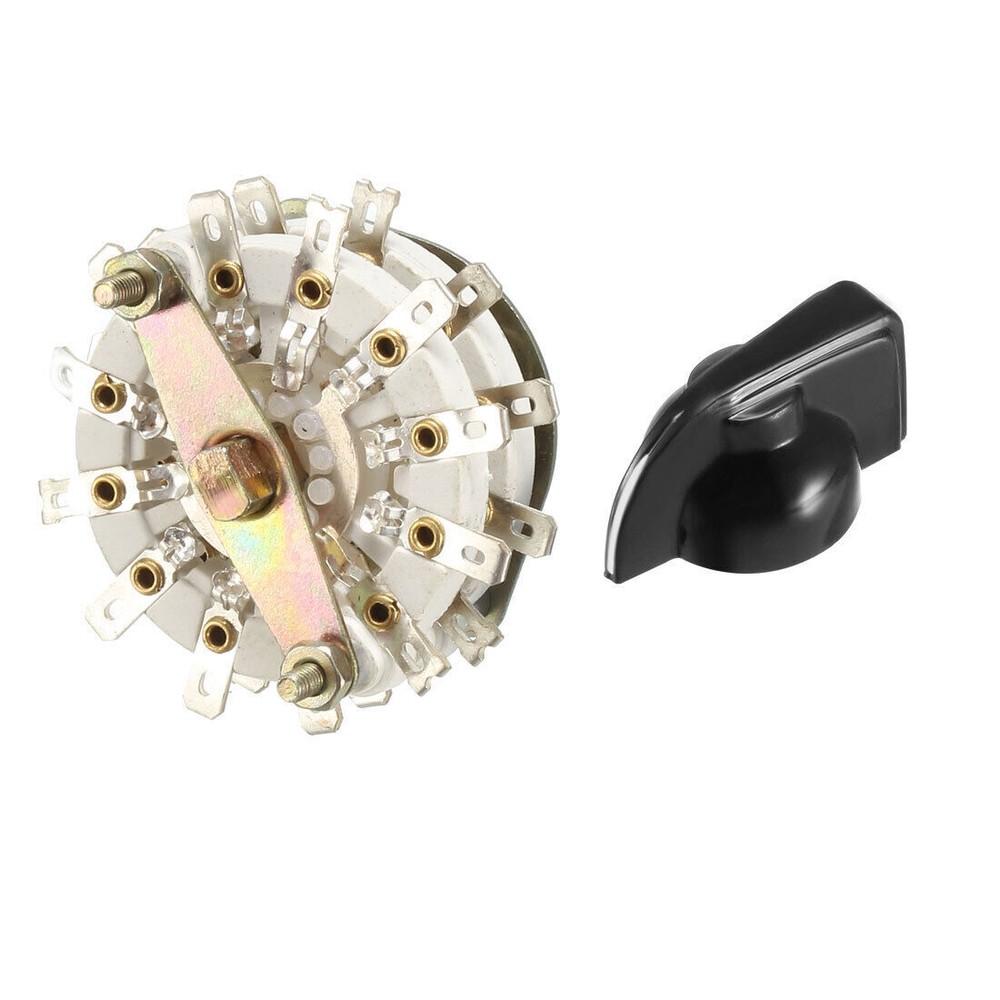 6P3T 6 Pole 3 Position 2 Deck Band Channel Rotary Switch Selector Plastic Knob